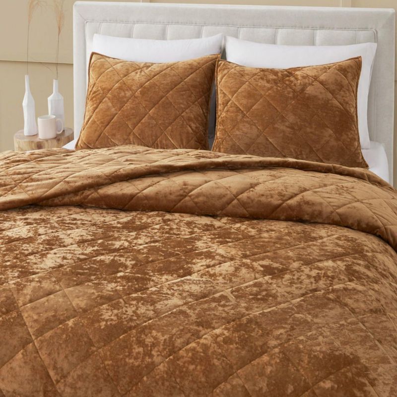 Juego de cama Wonderful King 270x240 cm Terciopelo Caramelo