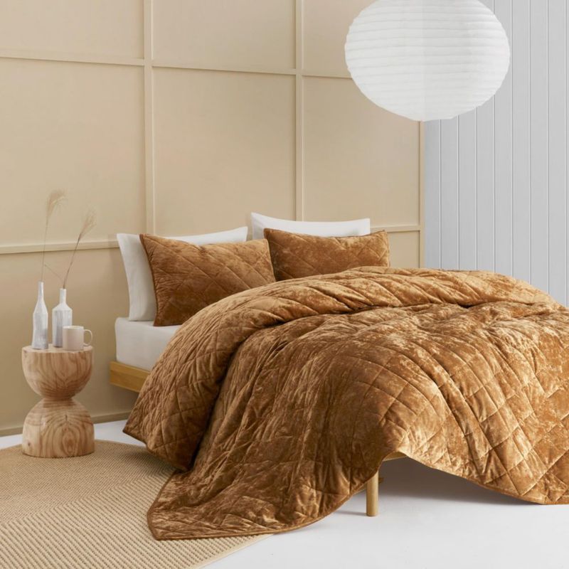 Juego de cama Wonderful King 270x240 cm Terciopelo Caramelo