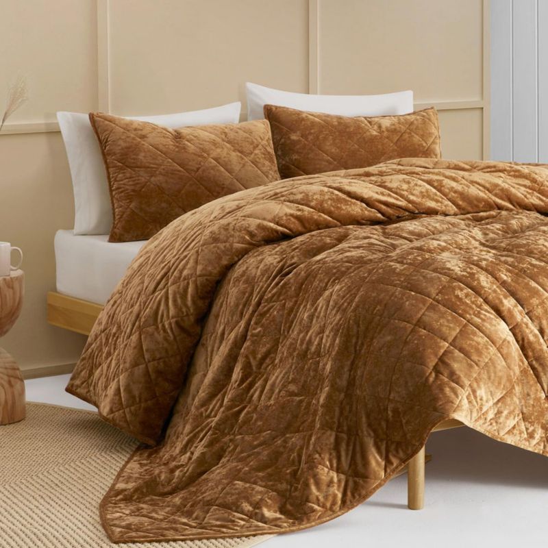 Juego de cama Wonderful King 270x240 cm Terciopelo Caramelo