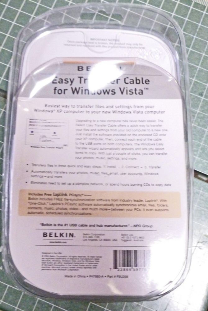 Cable de Transferencia Belkin 24 m para Windows Vista
