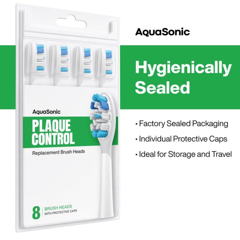 Cabezales de cepillo Aquasonic 8 unidades blanco Control de placa
