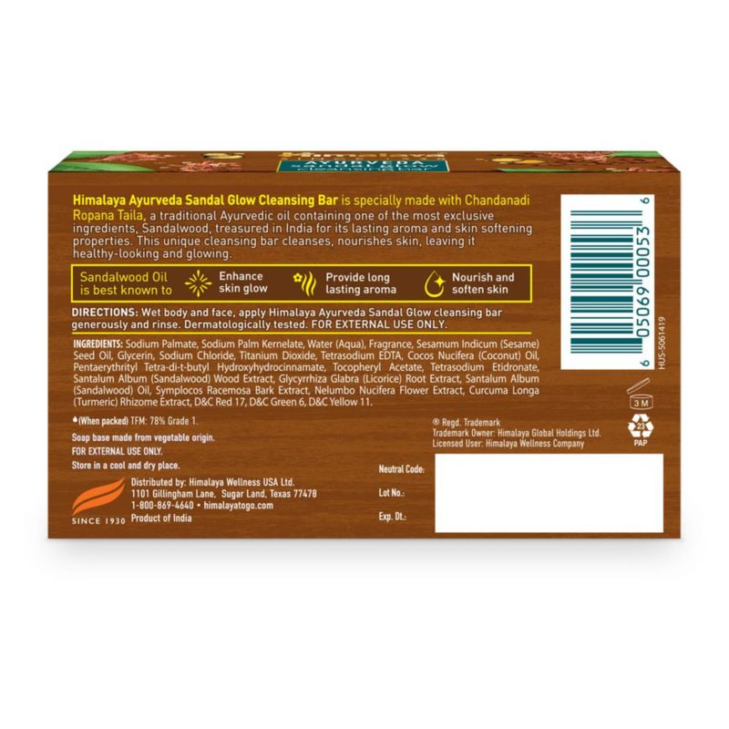 Jabón en barra Himalaya Sandal Glow 75 g (pack de 3)