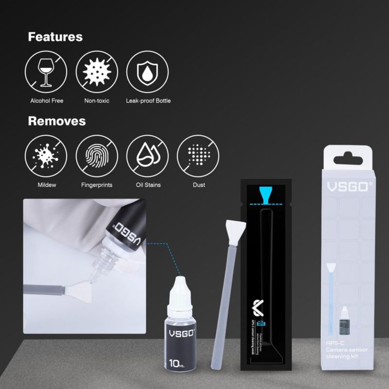 Kit de Limpieza de Sensor APS‑C 16 mm VSGO 10 ml