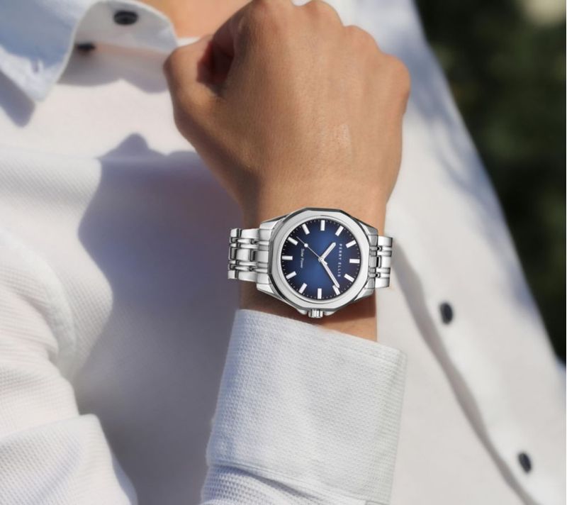 Reloj Perry Ellis Solar 42 mm Acabado Plateado