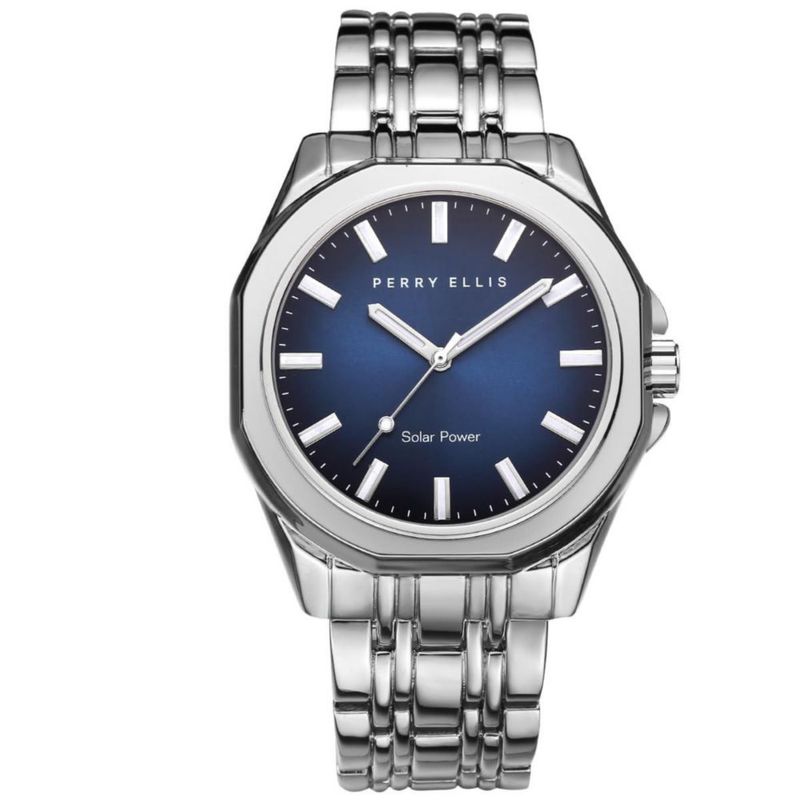 Reloj Perry Ellis Solar 42 mm Acabado Plateado