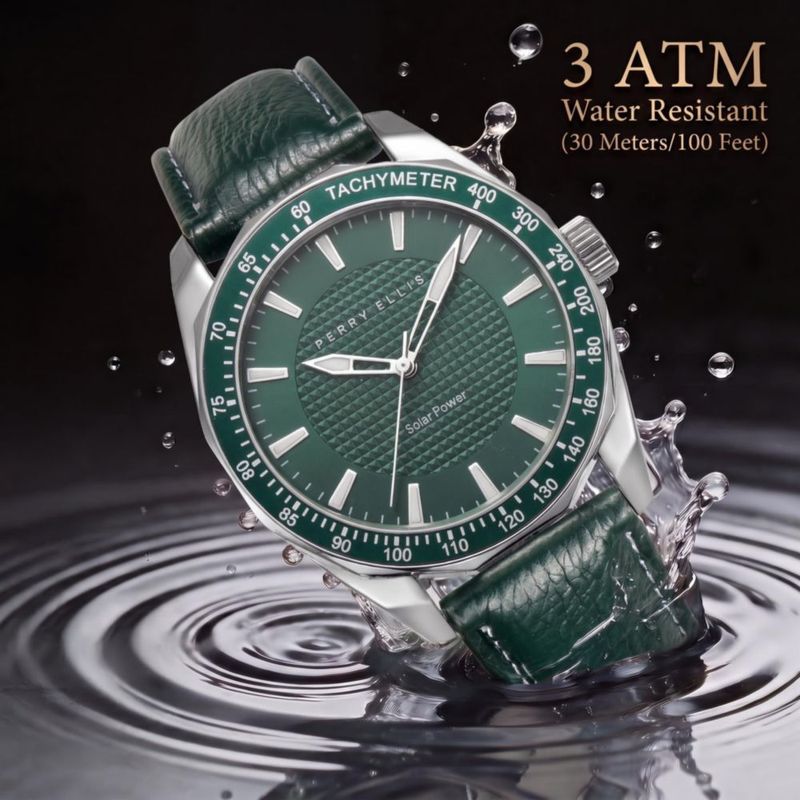 Reloj Perry Ellis Solar para Hombre con Correa de PU Verde