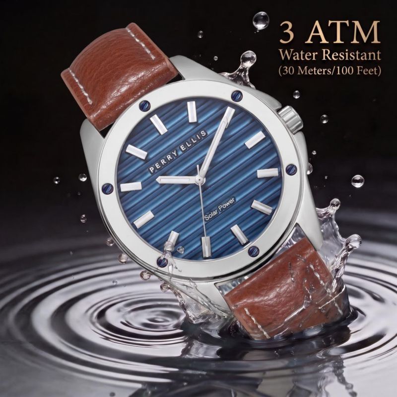 Reloj Perry Ellis Solar 42 mm Cuero Marrón