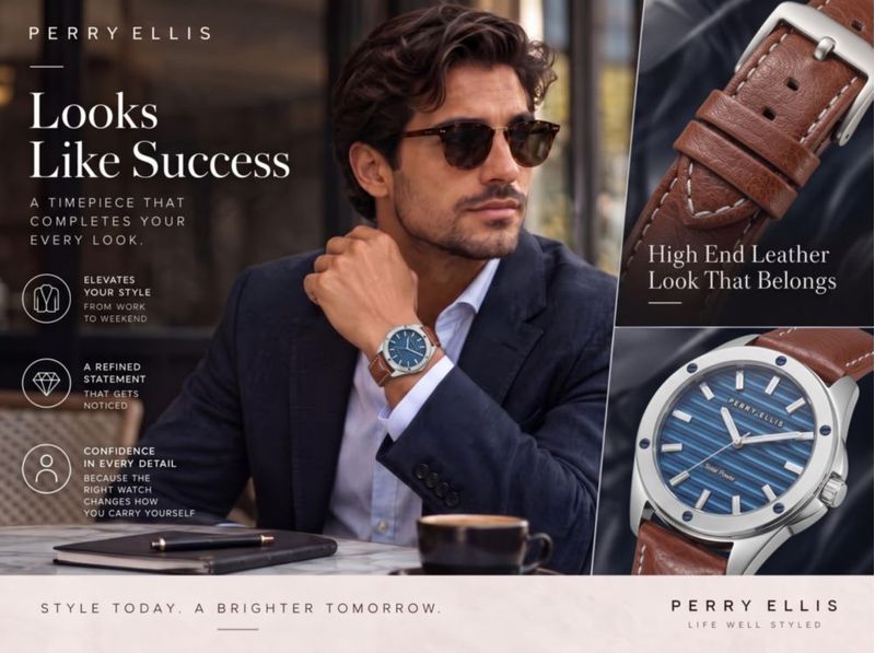 Reloj Perry Ellis Solar 42 mm Cuero Marrón