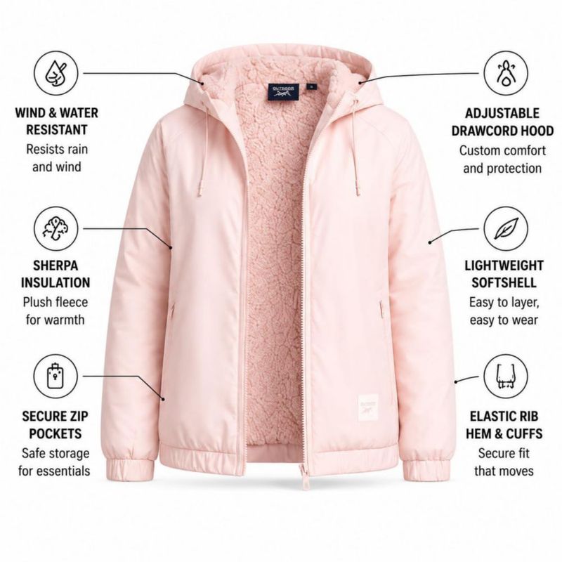 Cortavientos Reebok Mujer con Forro Sherpa Softshell
