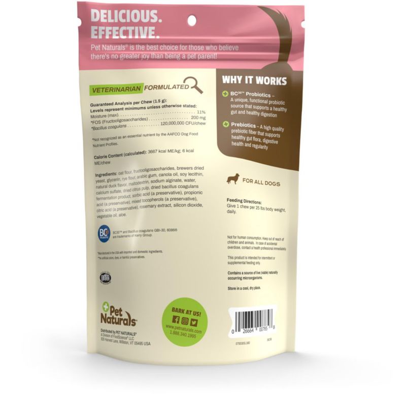 Probiótico para Perros Pet Naturals 320 Gominolas Suaves Sabor Pato