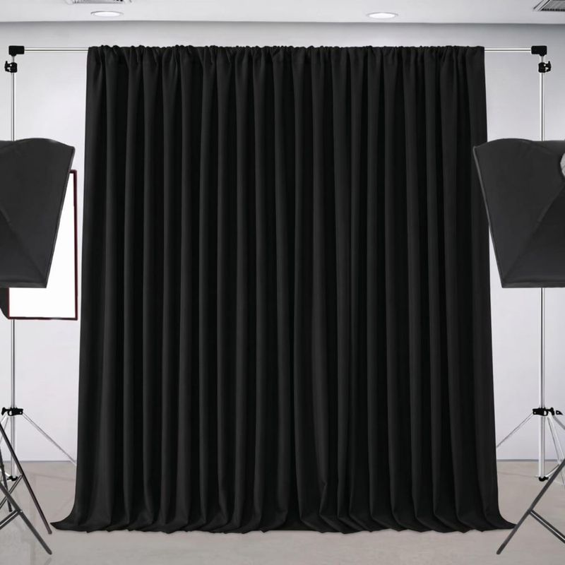Cortina de fondo negro sin arrugas Joydeco 3 × 21 m