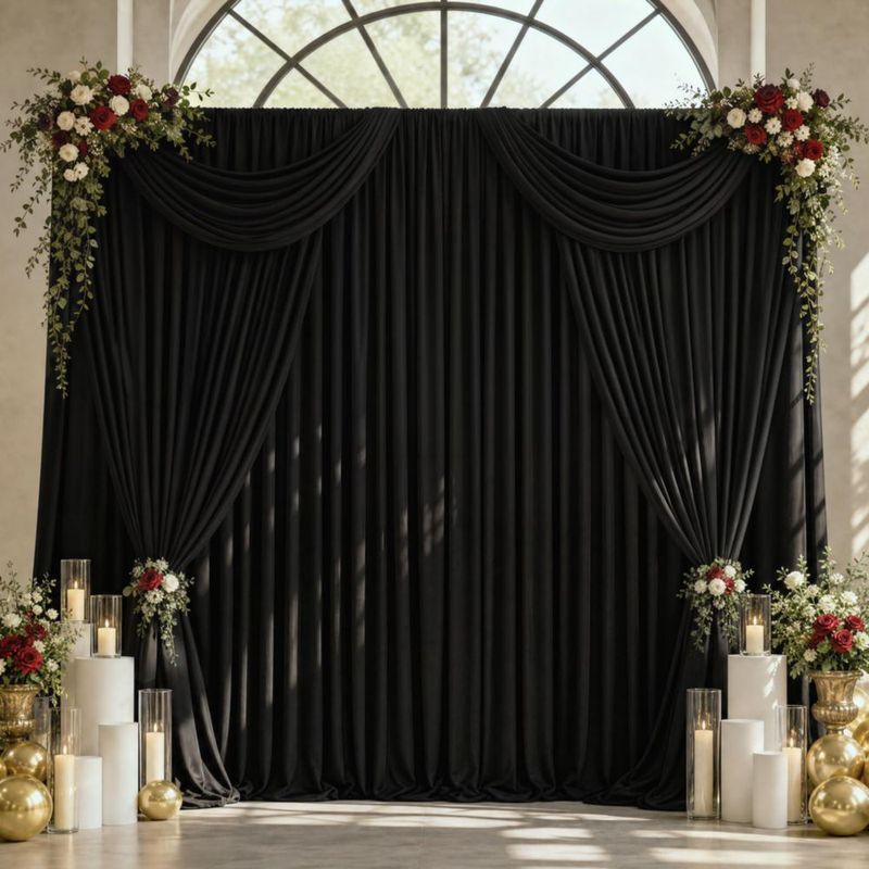 Cortina de fondo negro sin arrugas Joydeco 3 × 21 m