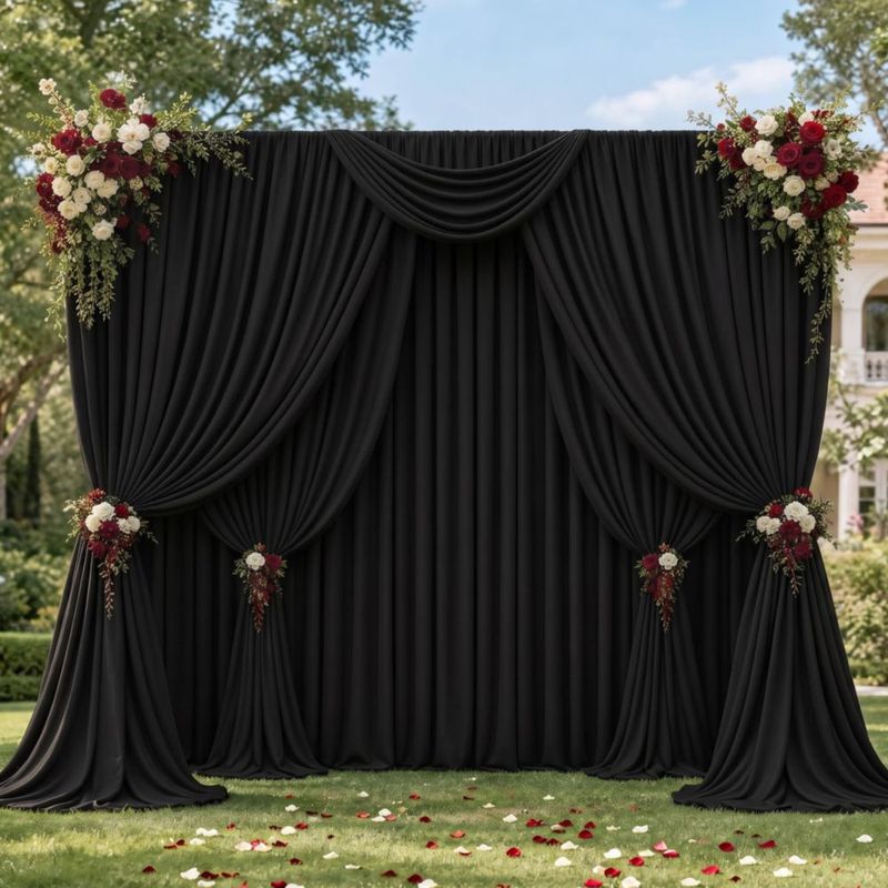Cortina de fondo negro sin arrugas Joydeco 3 × 21 m