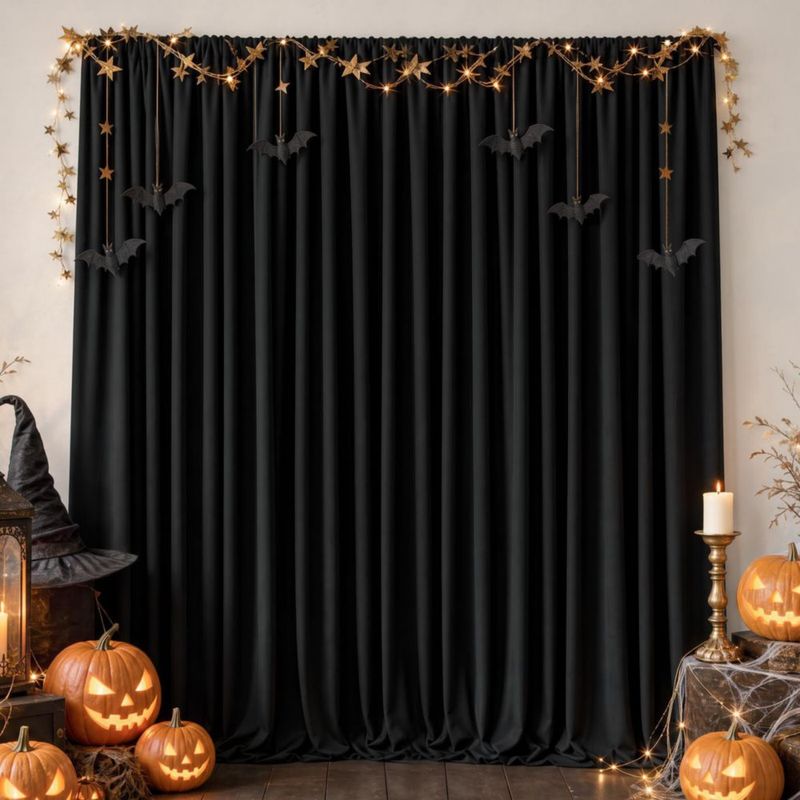 Cortina de fondo negro sin arrugas Joydeco 3 × 21 m