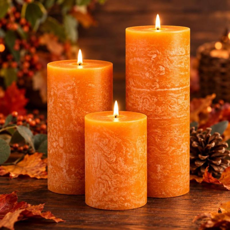Juego de 3 velas Estrella Blanca 8 cm 15 cm 20 cm Naranja