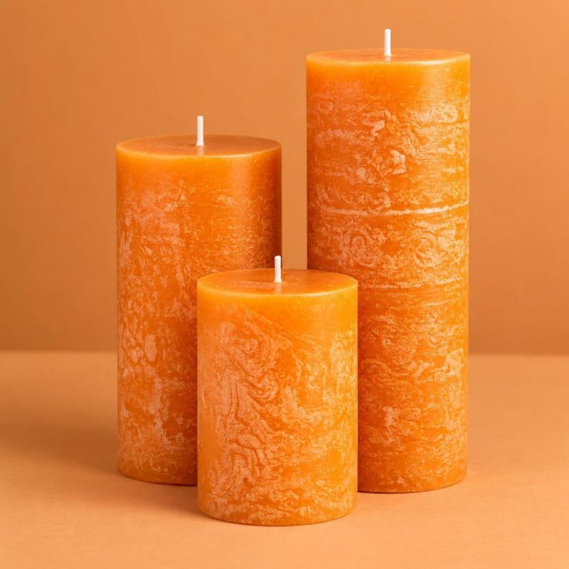 Juego de 3 velas Estrella Blanca 8 cm 15 cm 20 cm Naranja