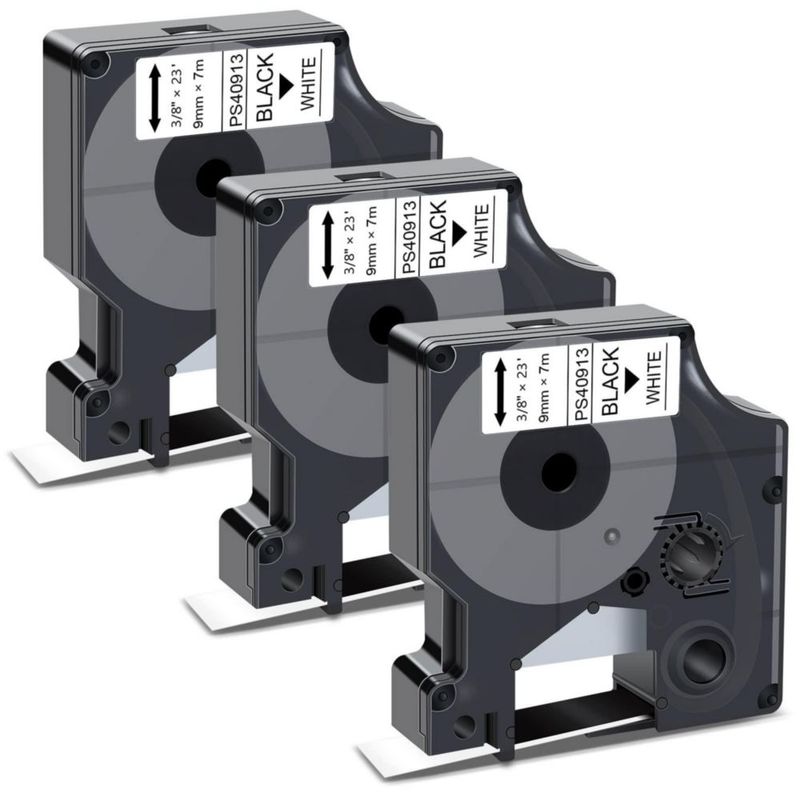 Cinta de Etiquetas Pristar D1 40913 Pack de 3 9 mm x 7 m Negro/Blanco