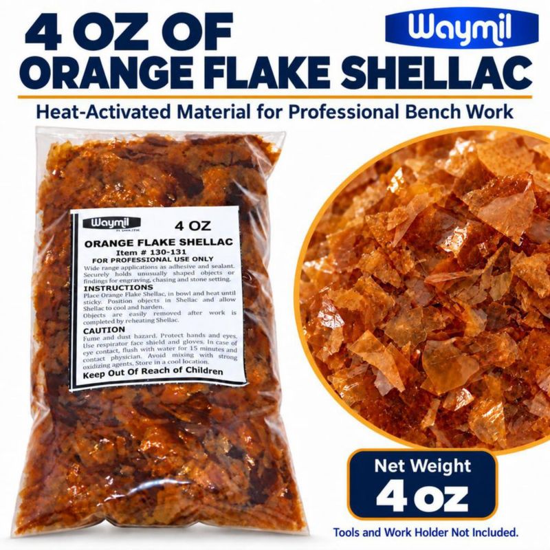Shellac Waymil 4 oz (113 g) Escamas Naranjas para Joyería