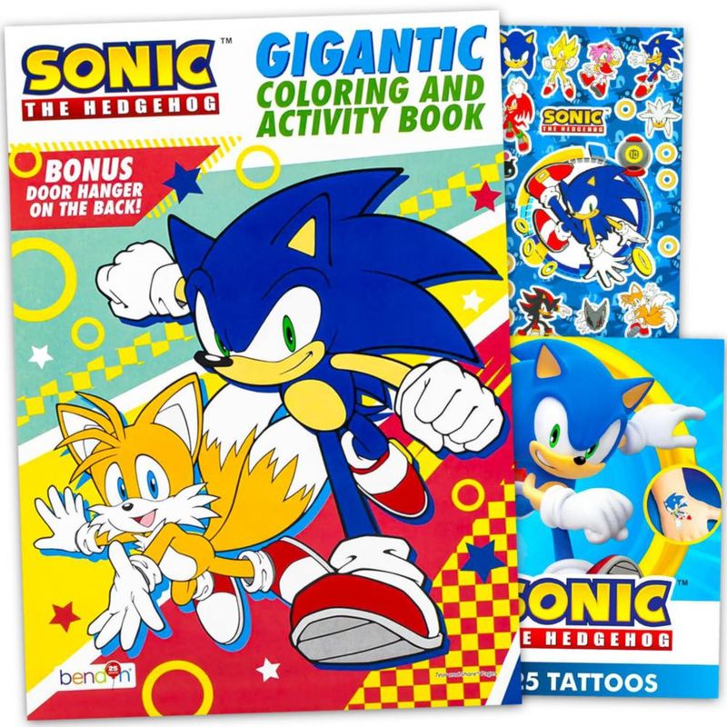 Libro para colorear Sonic The Hedgehog 192 páginas con pegatinas y tatuajes temporales