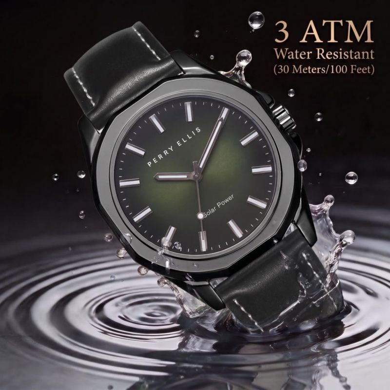 Reloj Perry Ellis de Energía Solar con Esfera Verde