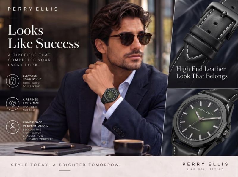 Reloj Perry Ellis de Energía Solar con Esfera Verde