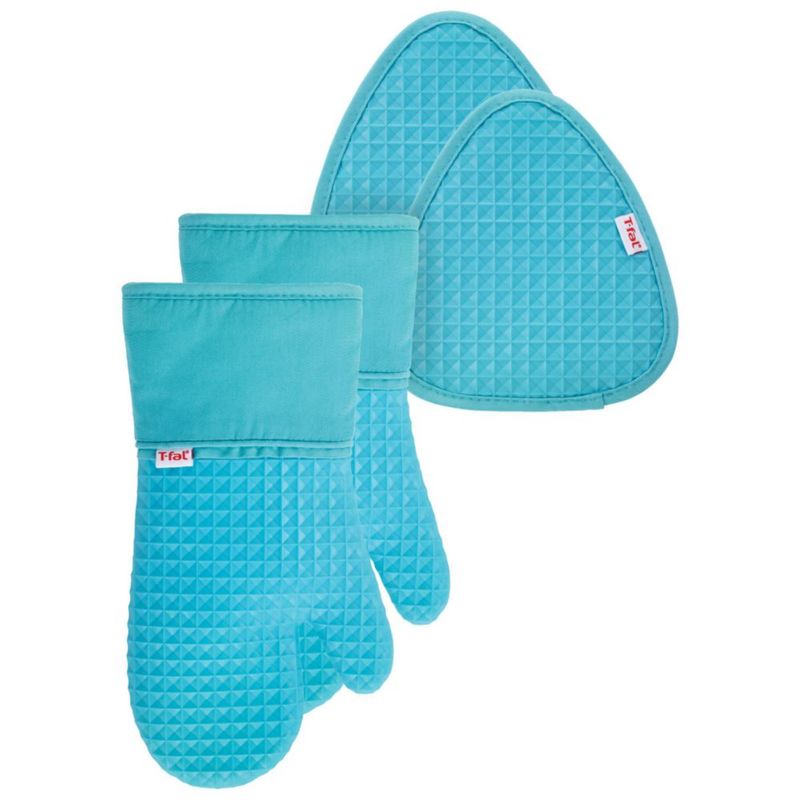 Set de manoplas y soportes para ollas T-Fal 4 uds silicona resistente al calor 525 °F (274 °C)