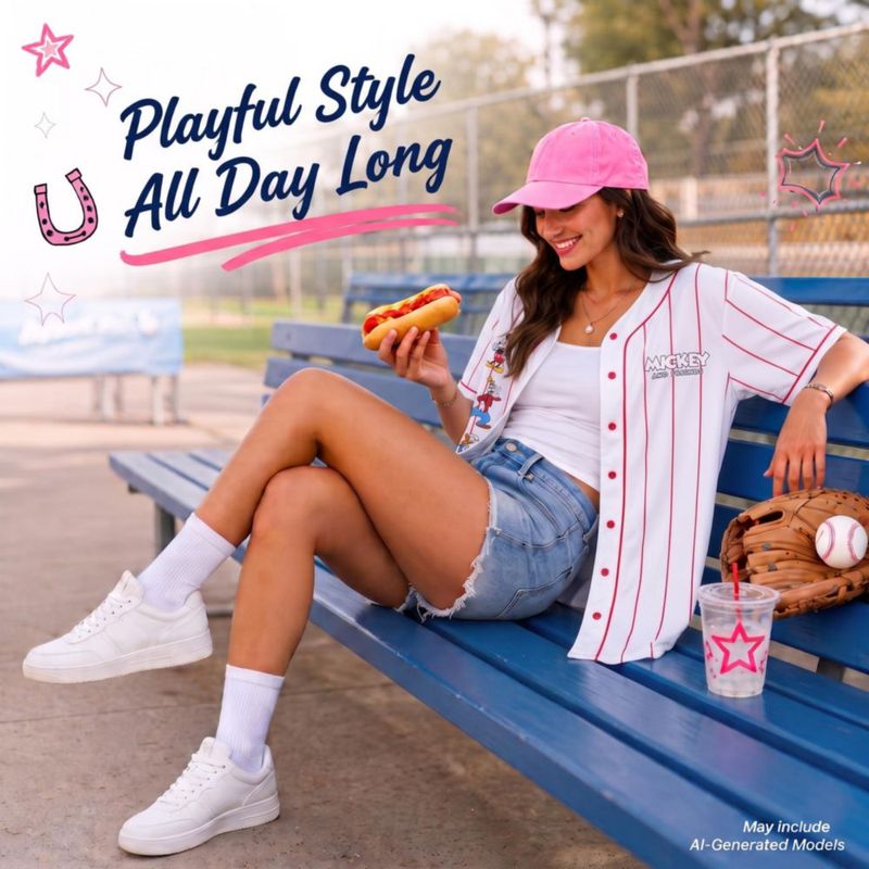 Camiseta Disney para mujer – Jersey de béisbol con diseño gráfico