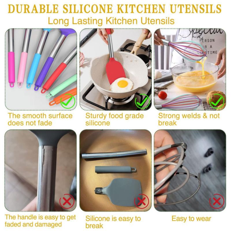 Utensilios de Cocina Umite Chef 15 piezas Coloridos de Silicona