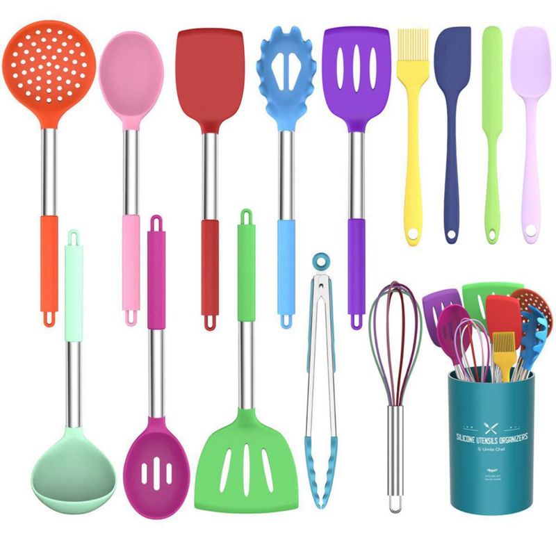 Utensilios de Cocina Umite Chef 15 piezas Coloridos de Silicona