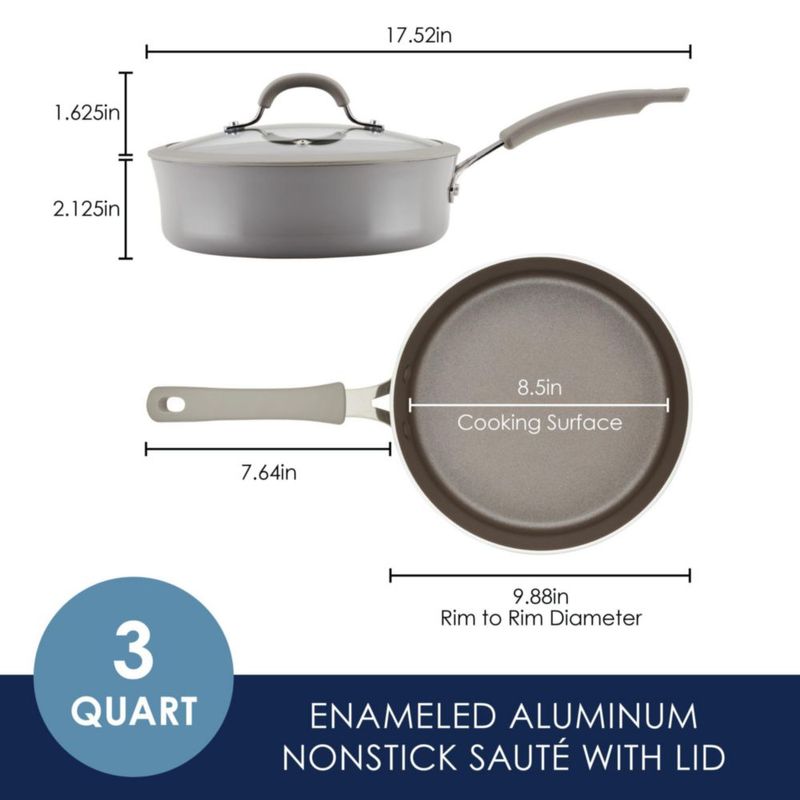 Sartén antiadherente Rachael Ray 3 L gris con tapa