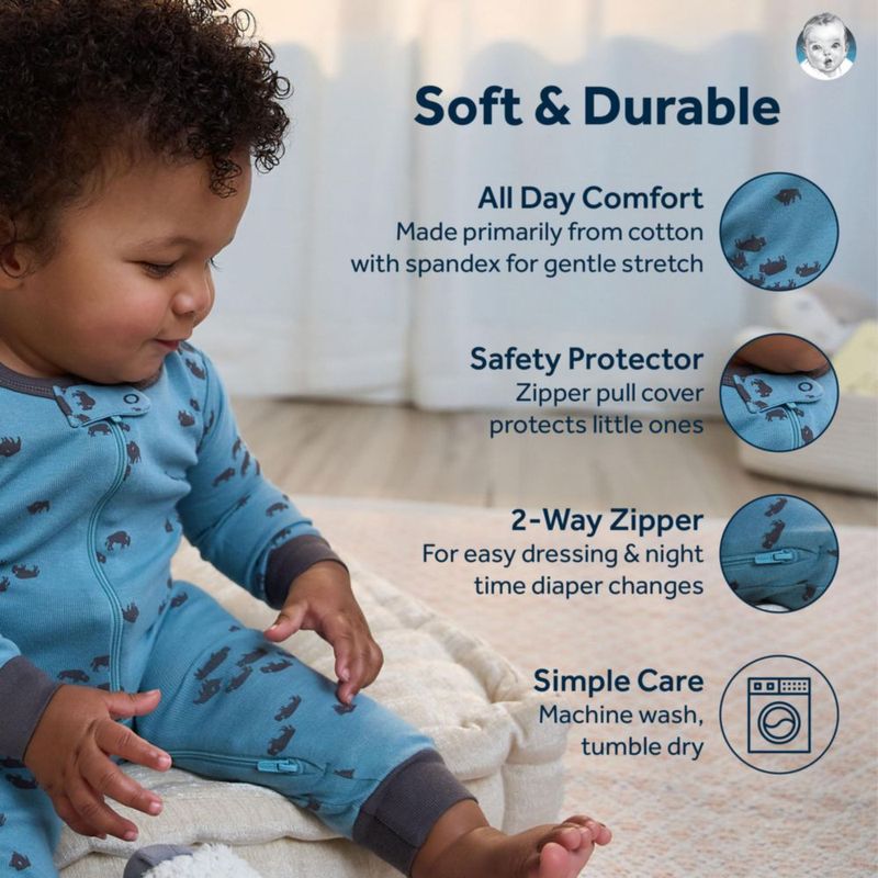 PAJAMAS Gerber Niños 3‑unidades Algodón 2T Búfalo