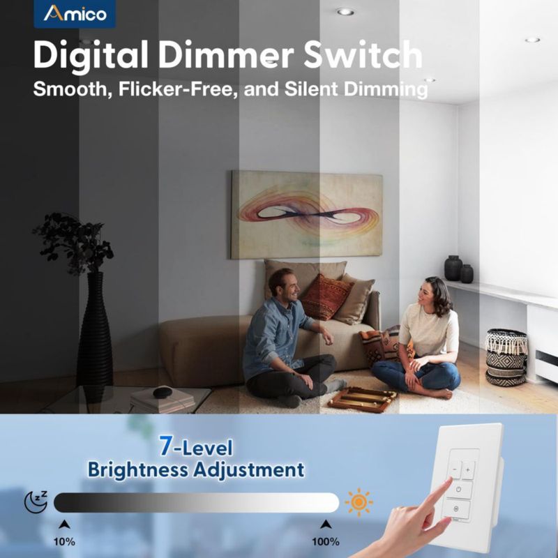 Interruptor Dimmer Electrónico Amico 150W LED/450W Incandescente Blanco