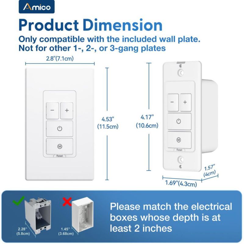 Interruptor Dimmer Electrónico Amico 150W LED/450W Incandescente Blanco