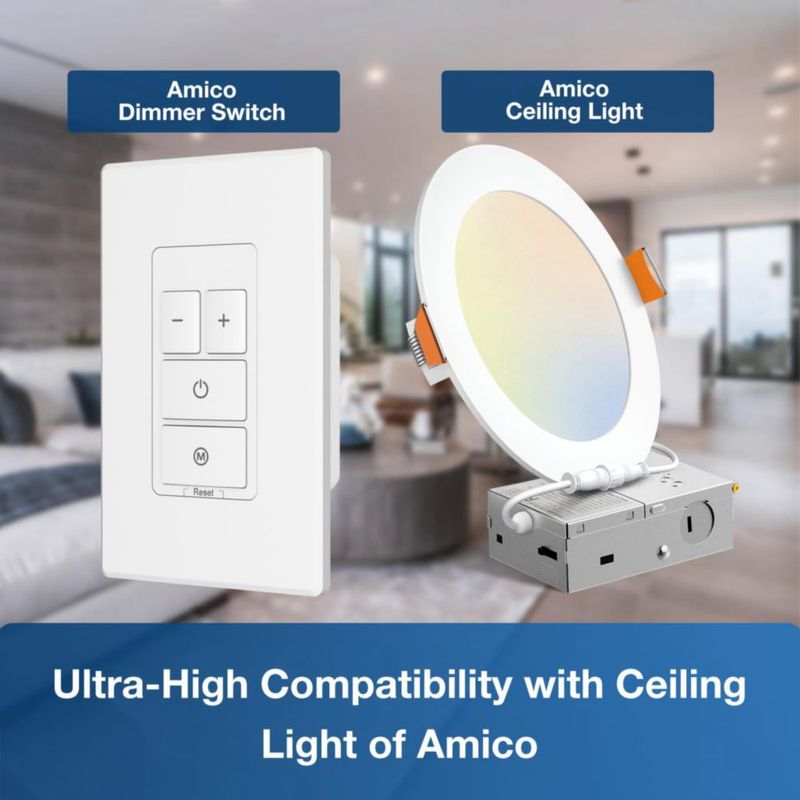 Interruptor Dimmer Electrónico Amico 150W LED/450W Incandescente Blanco