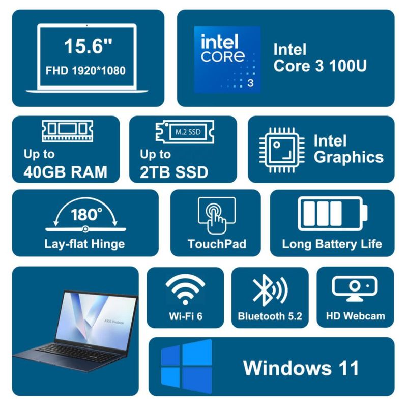 Portátil ASUS Vivobook 15.6" Core i3 16 GB 512 GB SSD
