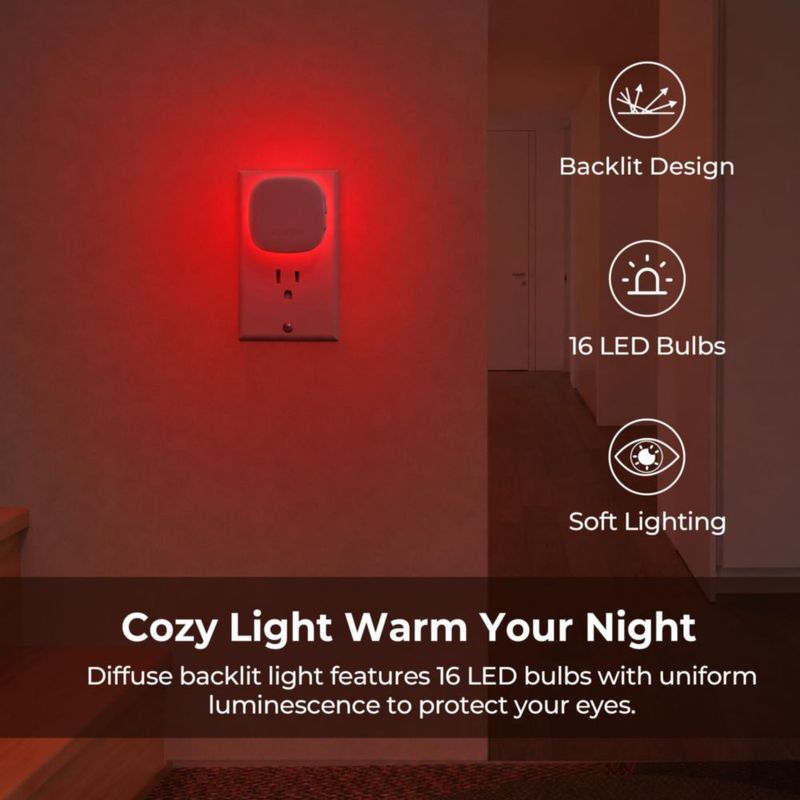 Luz nocturna LED AUVON Pack de 4 con sensor de movimiento 110 V