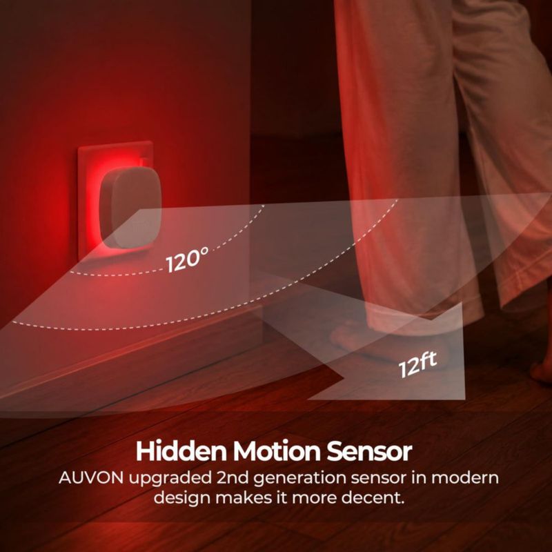 Luz nocturna LED AUVON Pack de 4 con sensor de movimiento 110 V