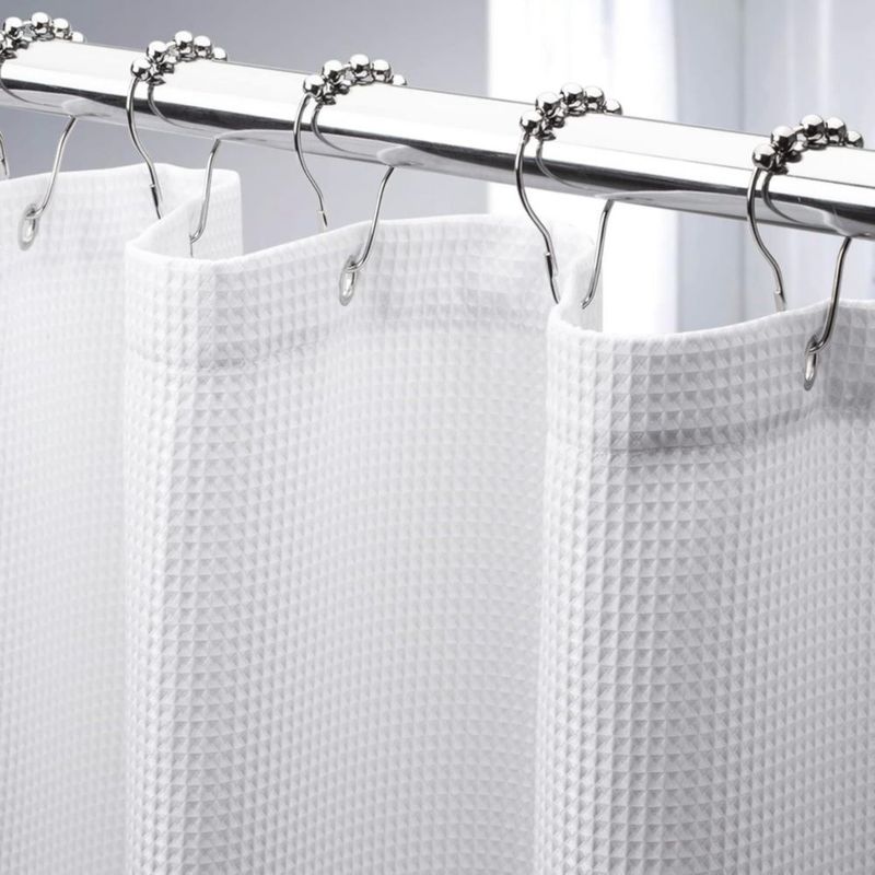 Cortina de ducha extra larga AmazerBath 229 cm blanca con textura de gofre
