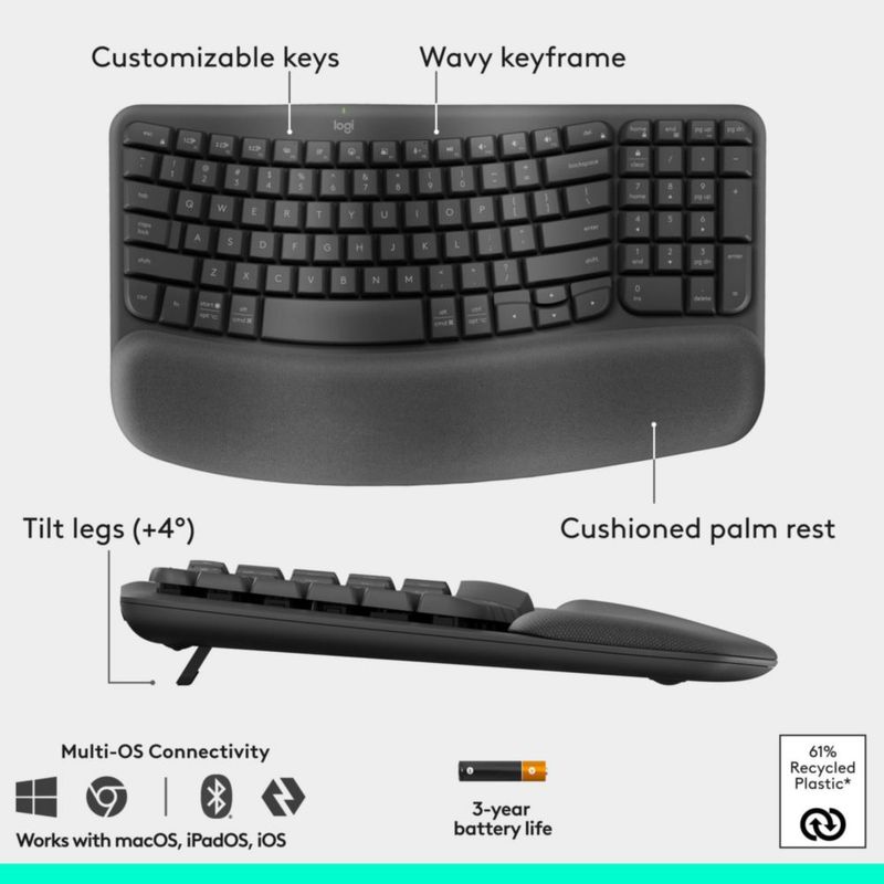 Combo Teclado y Mouse Logitech Wave Keys Lift Inalámbrico