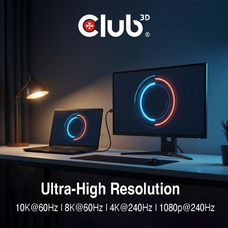 Cable USB-C a DisplayPort Club 3D 1 m 8K 240 Hz DP2.1 CAC-1559