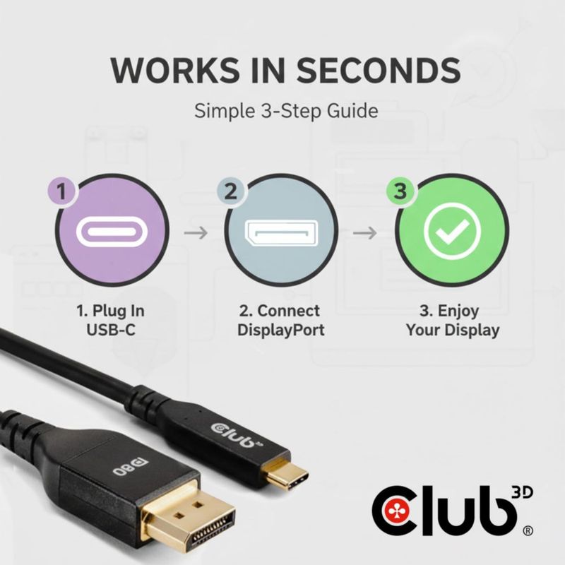 Cable USB-C a DisplayPort Club 3D 1 m 8K 240 Hz DP2.1 CAC-1559