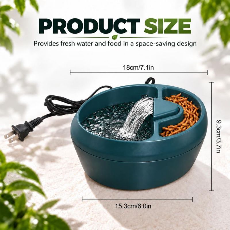 Fuente de agua para reptiles Hoqqf 700 ml con comedero y filtro