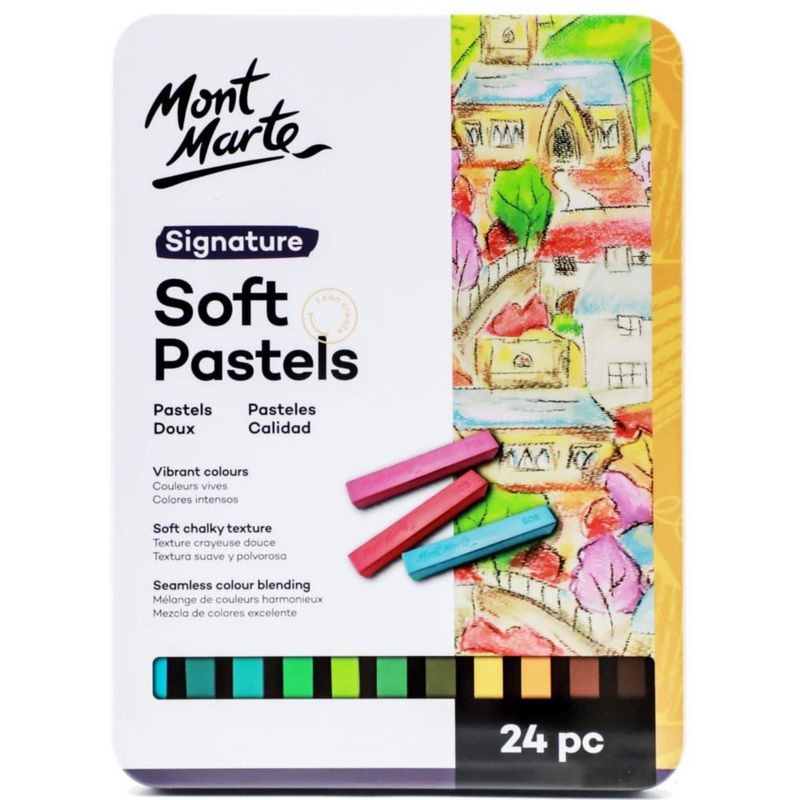 Pasteles suaves Mont Marte 24 colores surtidos – caja de metal