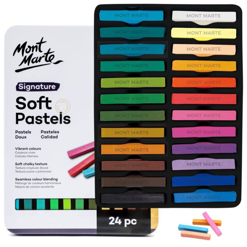 Pasteles suaves Mont Marte 24 colores surtidos – caja de metal