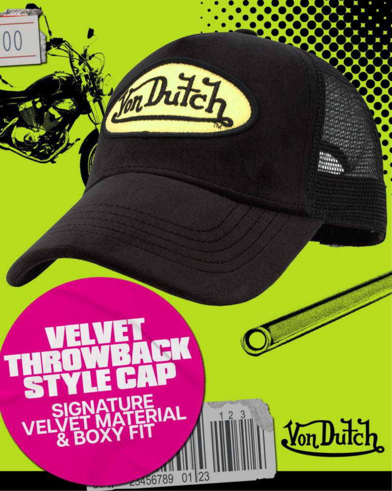 Gorra Trucker de Terciopelo Snapback Unisex Von Dutch