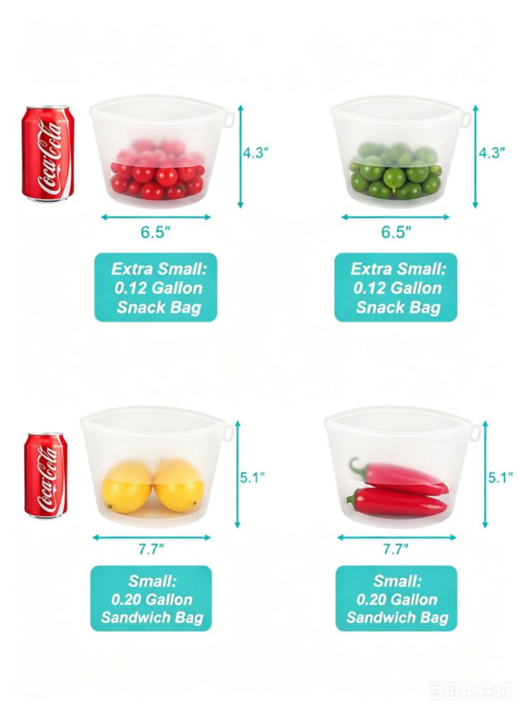 Bolsas de Almacenamiento de Alimentos CuLiDing 4 Unidades a Prueba de Fugas Transparentes