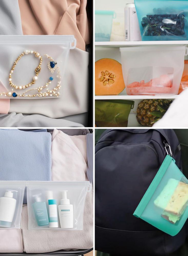 Bolsas de Almacenamiento de Alimentos CuLiDing 4 Unidades a Prueba de Fugas Transparentes