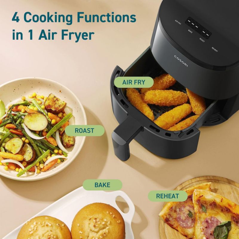 Air Fryer COSORI Mini 2.1 L 4 en 1 horneado y asado recalentado gris