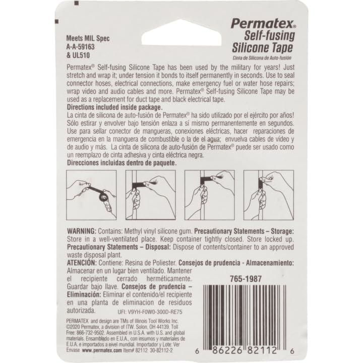 Cinta de silicona autofusible Permatex 82112 3 m x 3 cm
