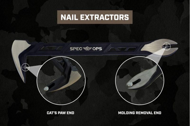Extractor de uñas con forma de pata de gato Spec Ops Tools 11 acero con alto contenido de carbono